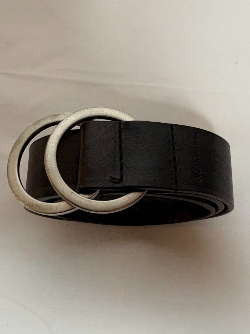 Calvin Klein Double Ring Brown Leather Belt Silver Hardware Women's Size S